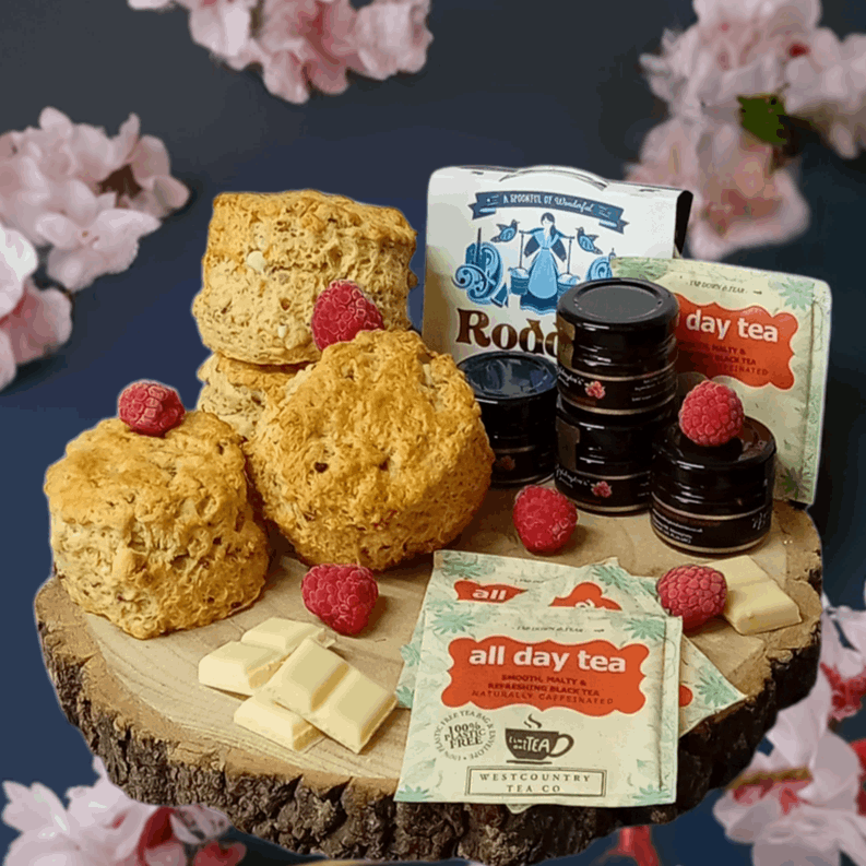 Raspberry & white chocolate Cornish cream tea delivered to your door