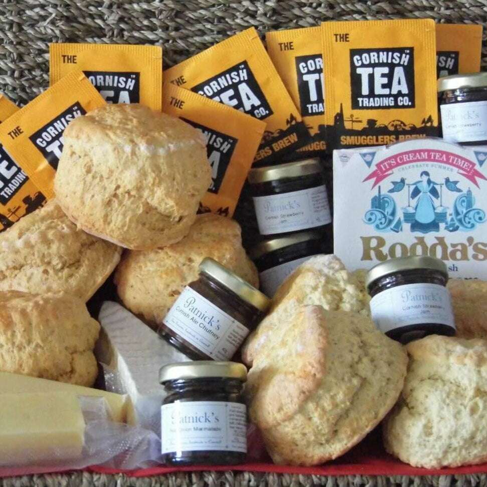 Large Savoury & Cream Tea Hamper - Best of both. A savoury afternoon tea and a Cornish cream tea hamper delivery