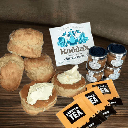 Banana scones with salted caramel spread and clotted cream - Who doesn't love a Cornish cream tea delivery