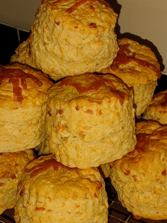 cheese scones, freshly baked to order.
Cornish scones at their best