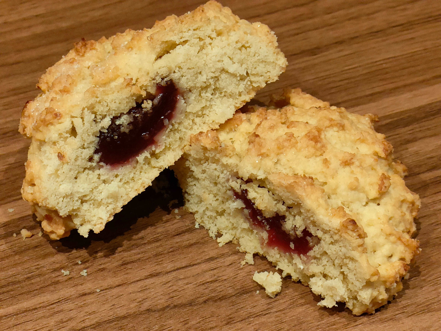 Coconut  with a raspberry jam filling,  Rock cakes delivered
