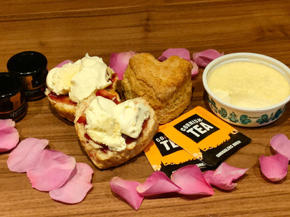 Heart shaped cream tea delivered to your door. Valentines day gift