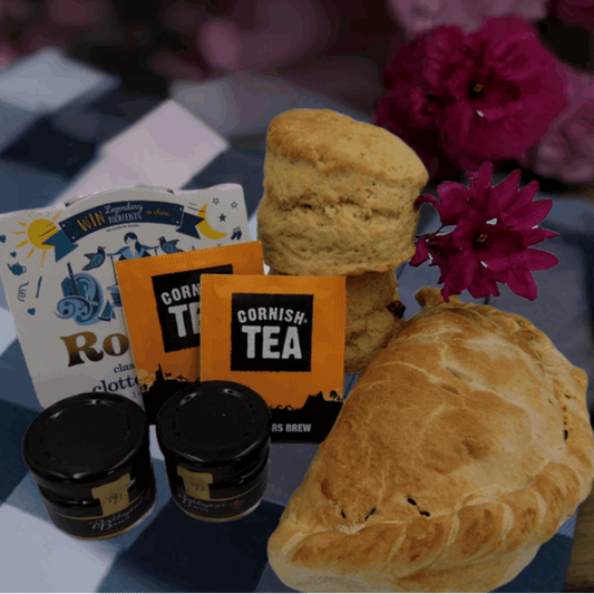 'Proper Job' for one -  Cornish pasty with a Cornish Cream tea in a box