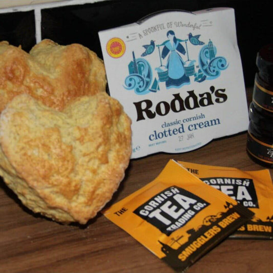 Rustic Valentines Cornish Cream tea for One - with freshly baked Cornish scones - The Cornish Scone Company